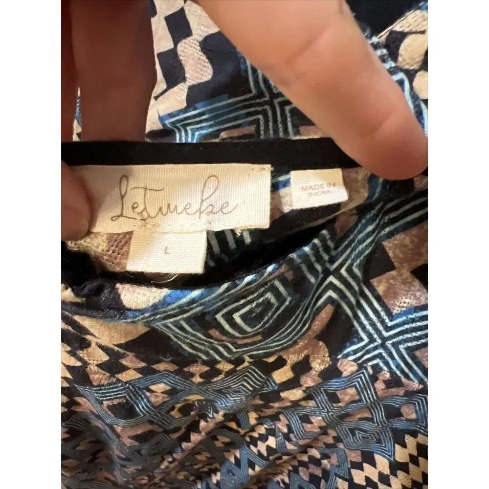 Anthropologie Let Me Be Flounced Women’s Maxi Dress Size Large Geometric Print